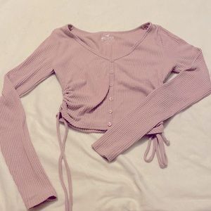 pink holister long sleeve crop top
